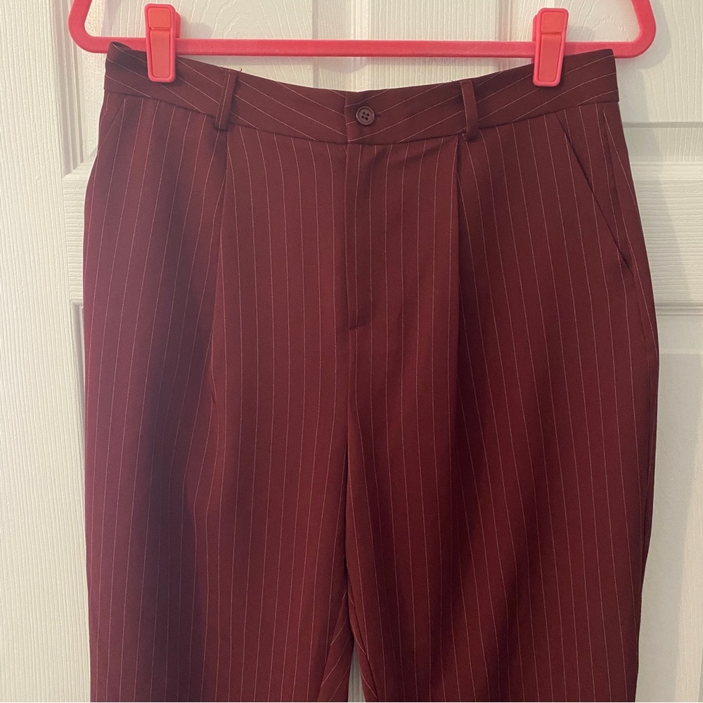 Burgundy Red Pinstripe Pants